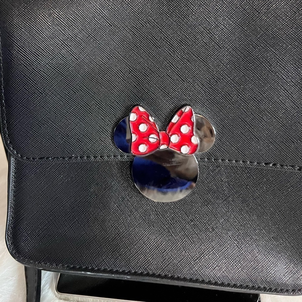 Disney Minnie Mouse black satchel Bag Crossbody Black Magnetic Closure Handbag - Picture 3 of 5